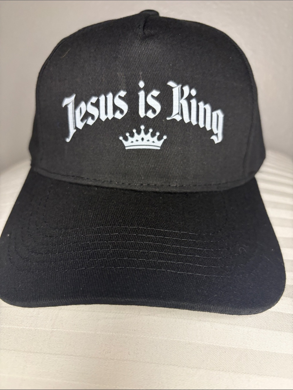 Black "Jesus Is King" Embroidered Baseball Cap